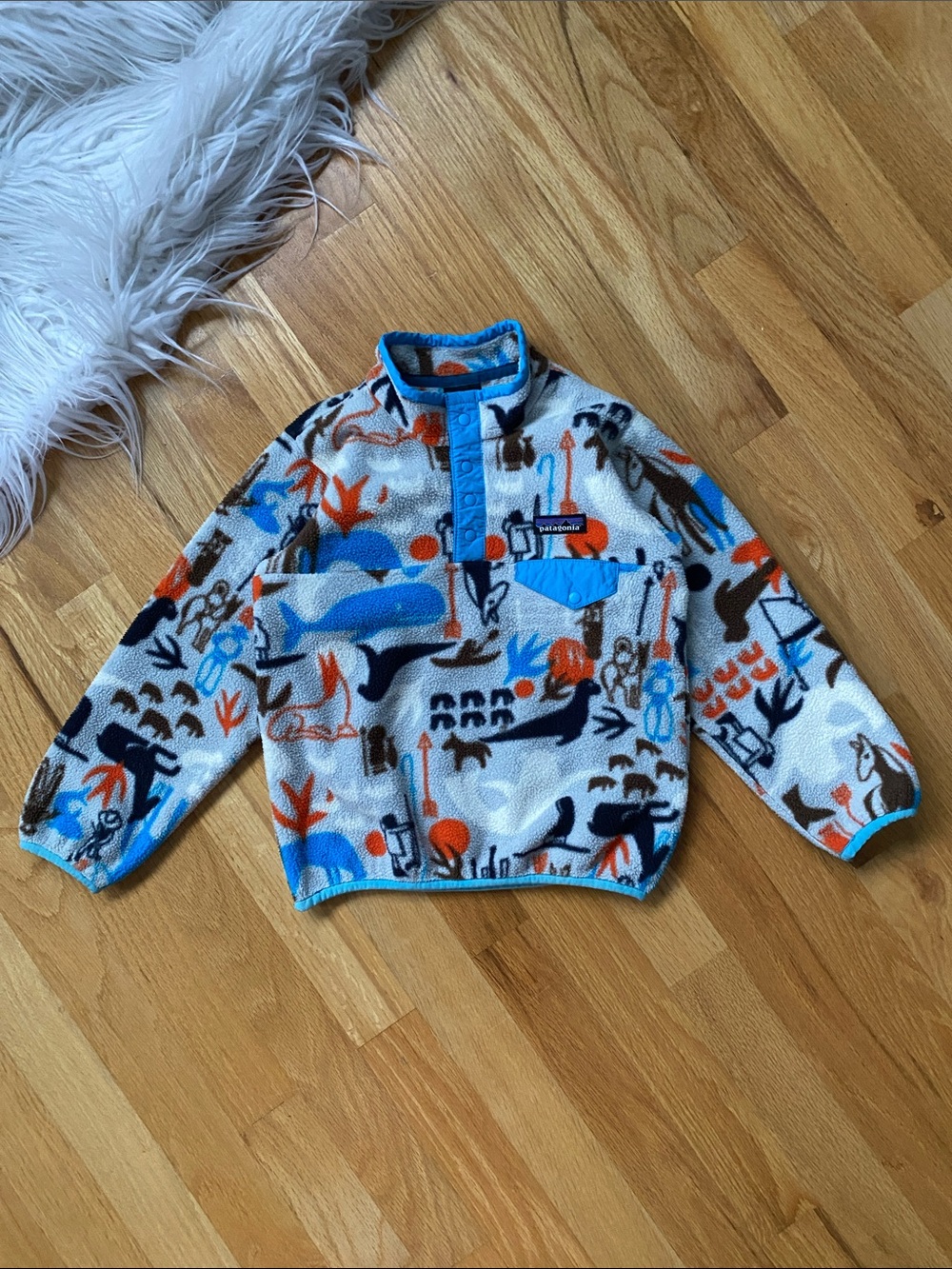 Patagonia Synchilla Kids Blue & Orange Fleece Pullover